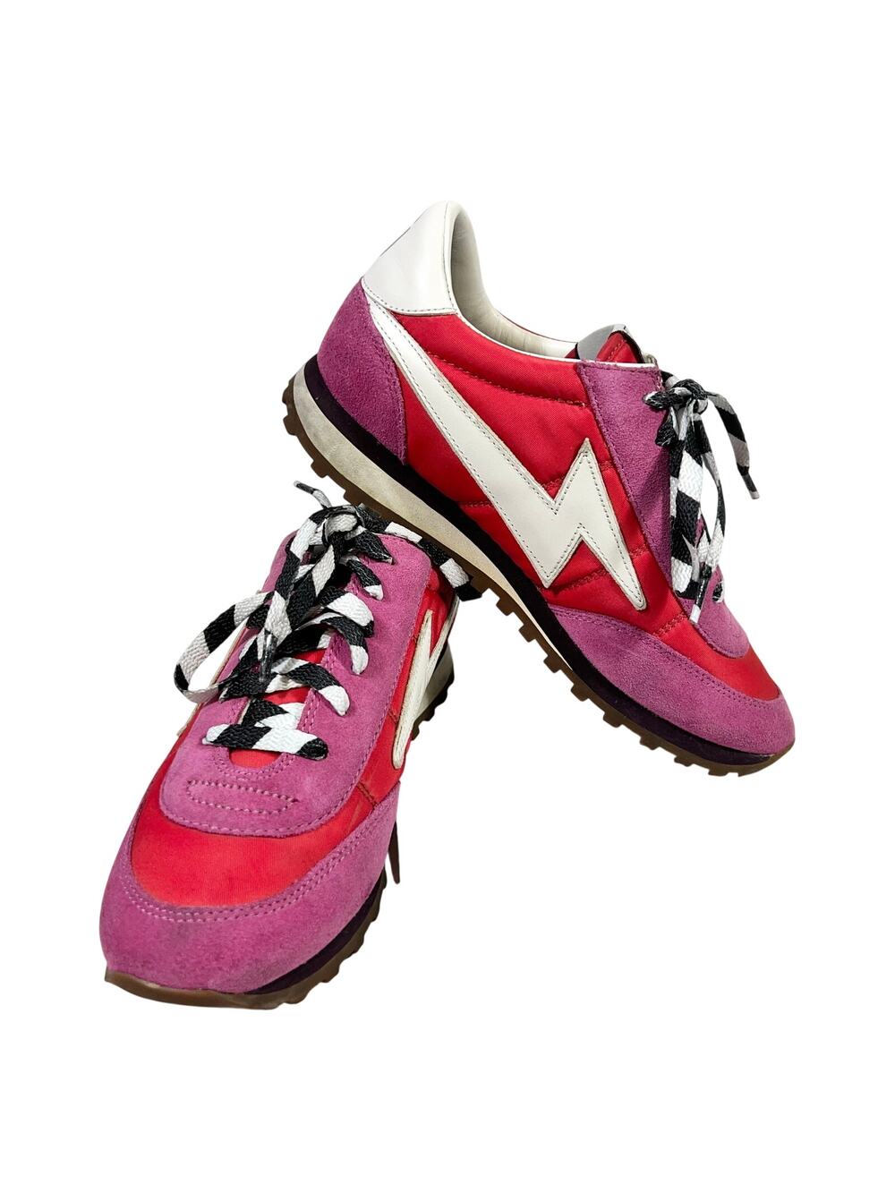 Marc Jacobs Astor Lightning Bolt Sneakers Shoes Women 6 (36) Red Pink White